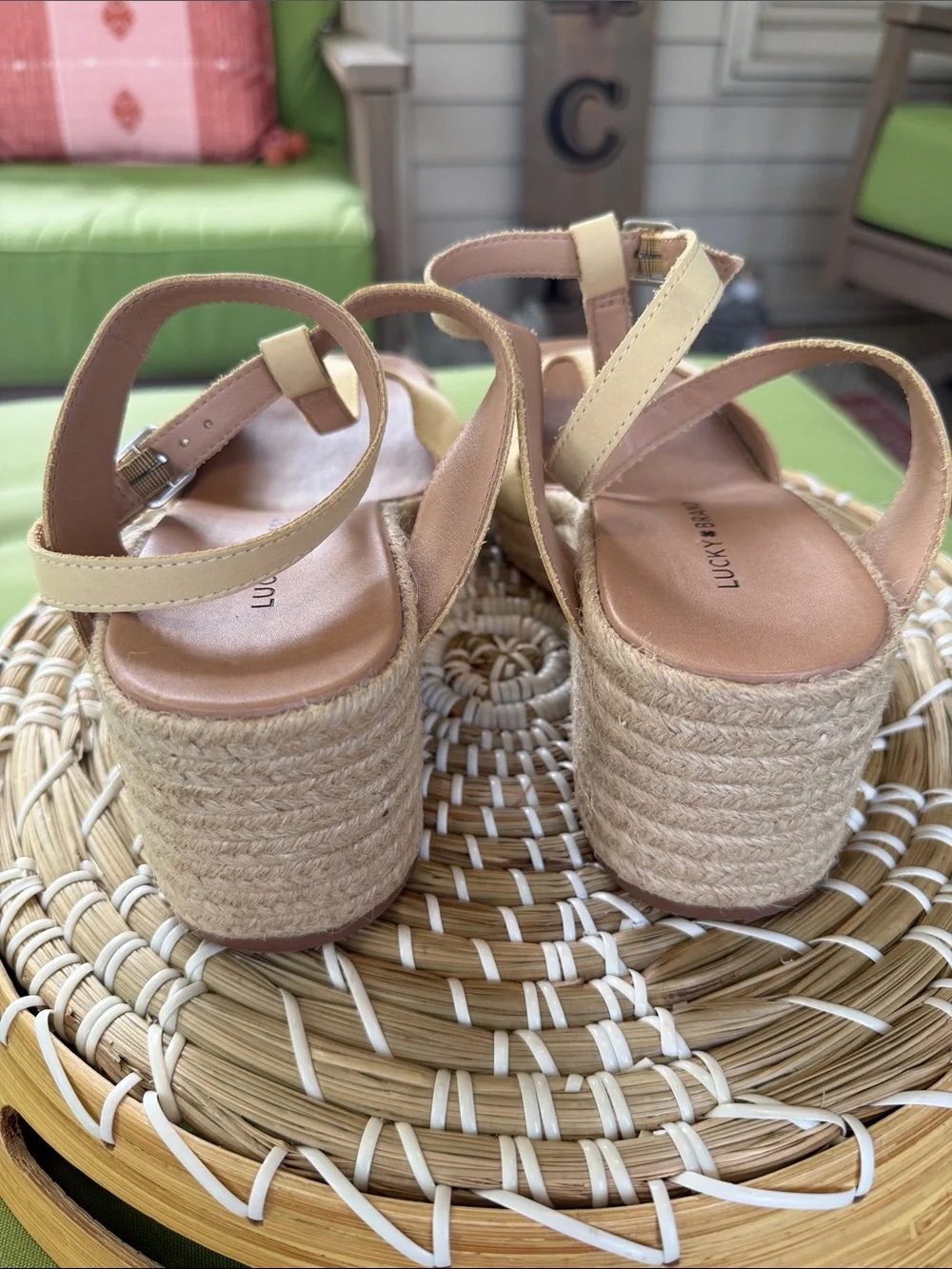 Lucky Brand Women's Valki Wedge Sandal T-Strap Espadrille Size 10M